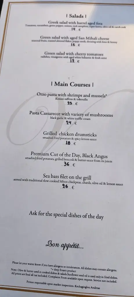 Menü_Veranda Restaurant_Ýdra_Bild_1