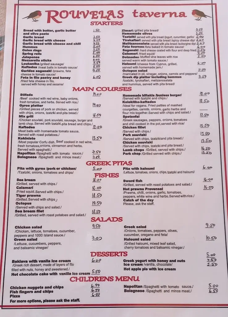 Menü_Rouvelas taverna_Ágios Geórgios_Bild_1