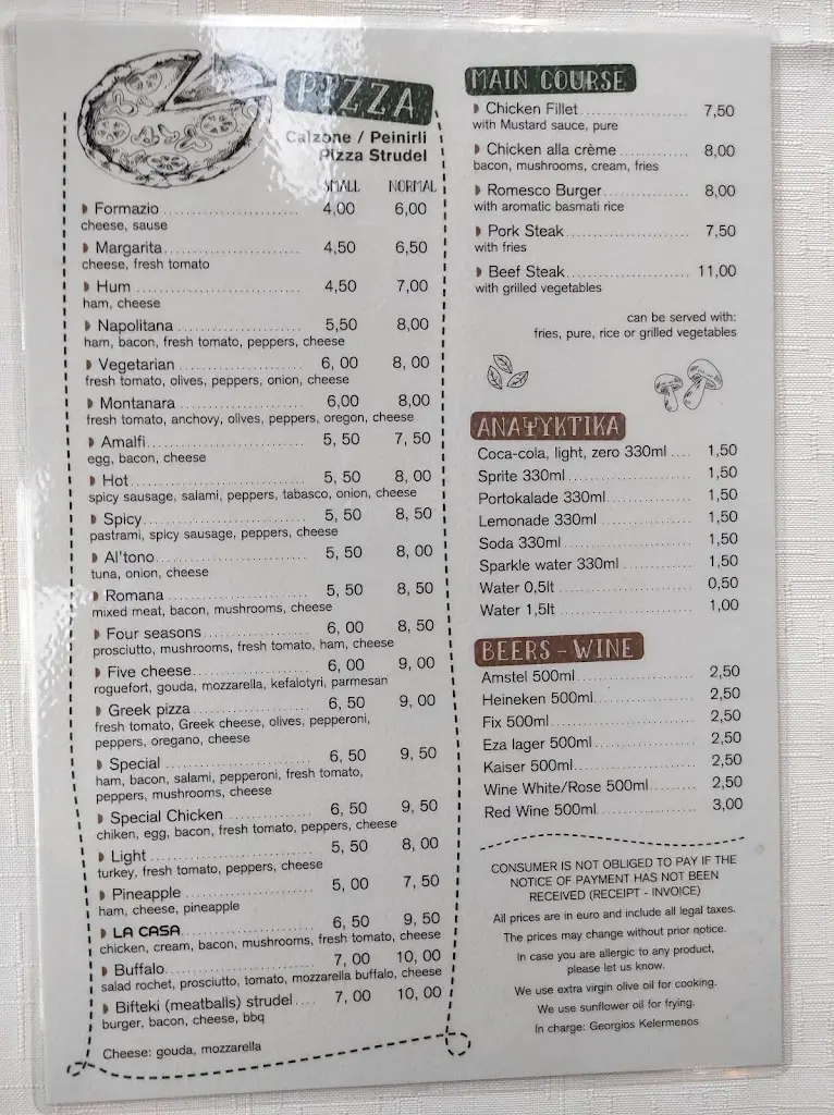 Menü_La casa pizza pasta_Antikyra_Bild_1