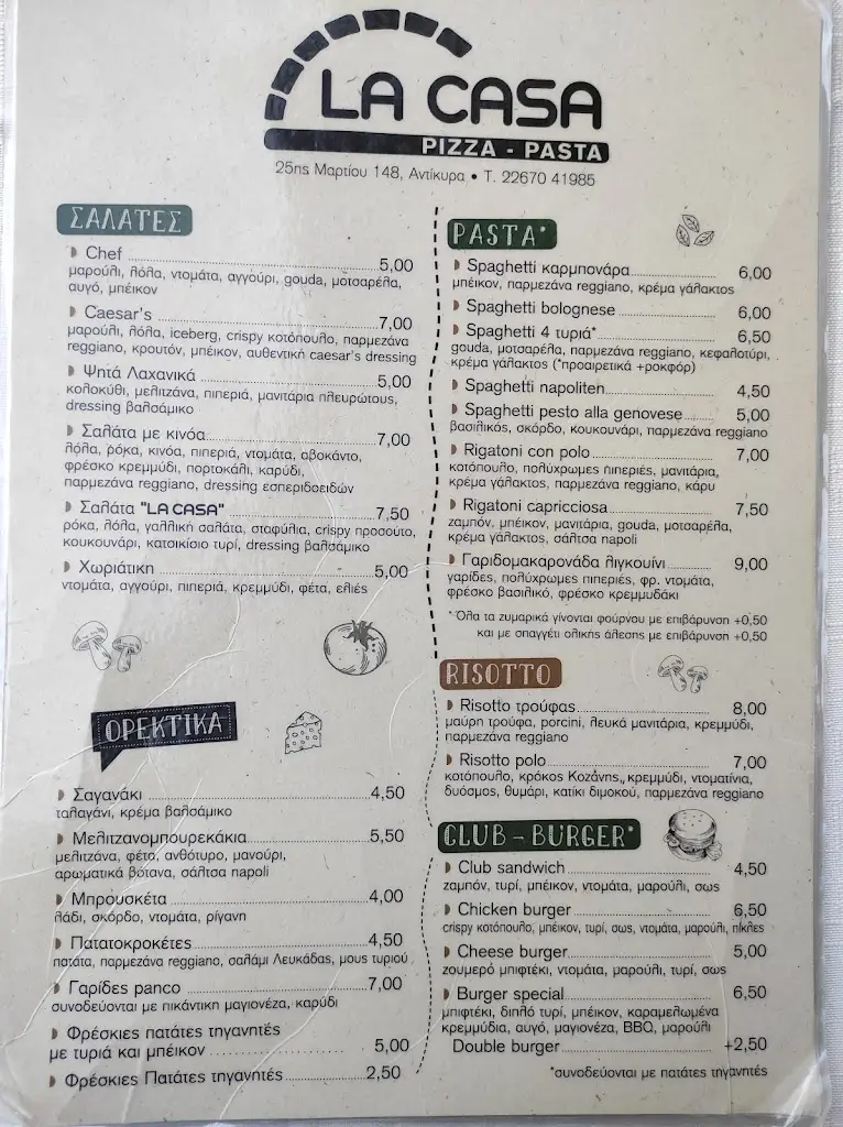 Menü_La casa pizza pasta_Antikyra_Bild_2