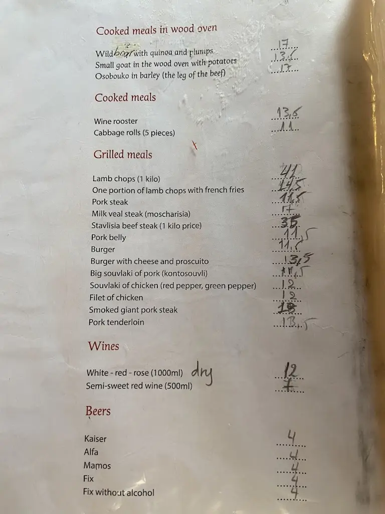Menü_Taverna Christos_Aráchova_Bild_2