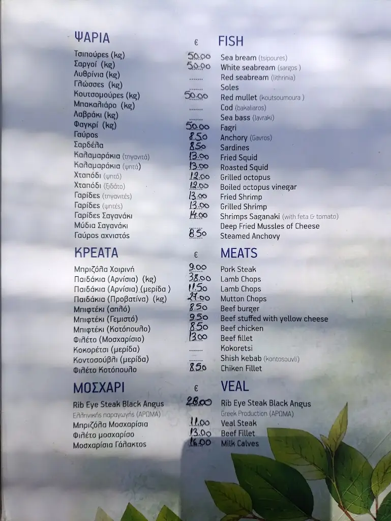 Menü_Tavern Drosia_Áyios Konstandínos_Bild_1