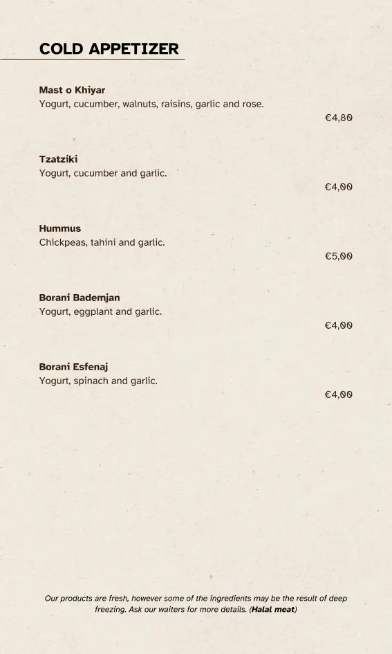 Menü_Darbari Restaurant_Álimos_Bild_1