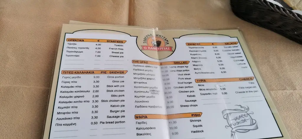 Menü_O Panourias Tavern / Grill_Kárystos_Bild_1