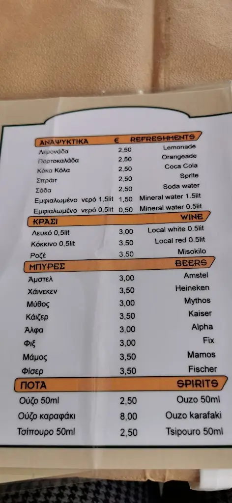 Menü_O Panourias Tavern / Grill_Kárystos_Bild_2