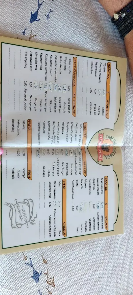 Menü_O Panourias Tavern / Grill_Kárystos_Bild_3