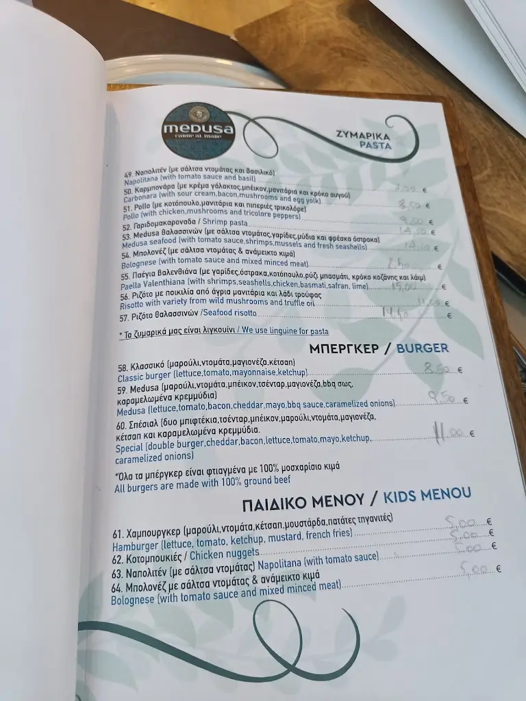 Menü_Restaurant paralia Medusa_Paralía Avlídhos_Bild_2