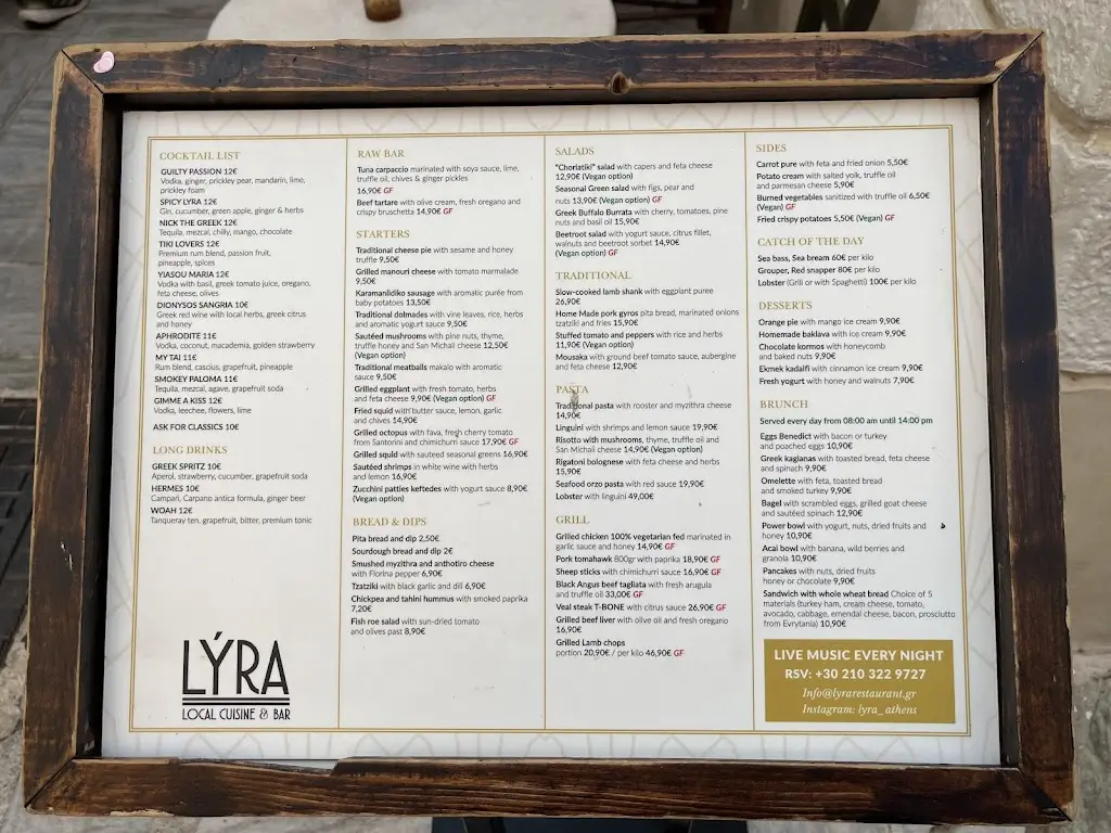 Menü_Lyra Restaurant Athens_Pláka Dílesi_Bild_1