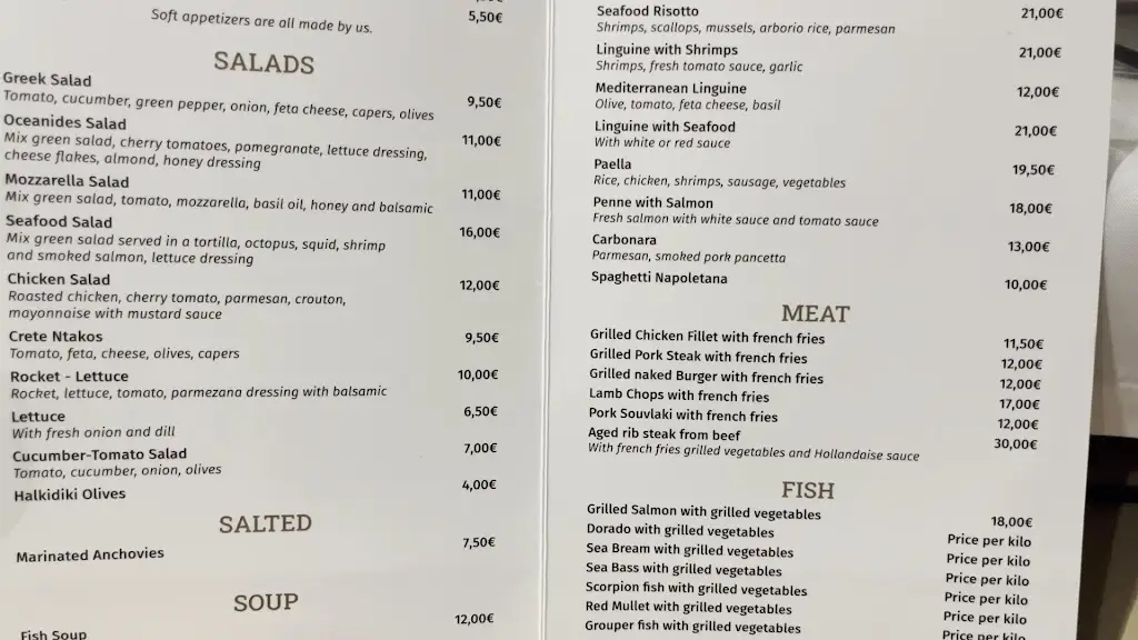 Menü_Oceanides Seafood Restaurant_Áfytos_Bild_2