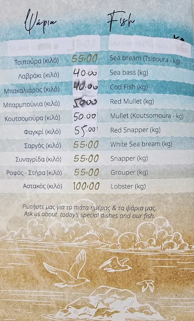 Menu_TAVERNA CHRISTINA FISH RESTAURANT_Artémida_imagen_2