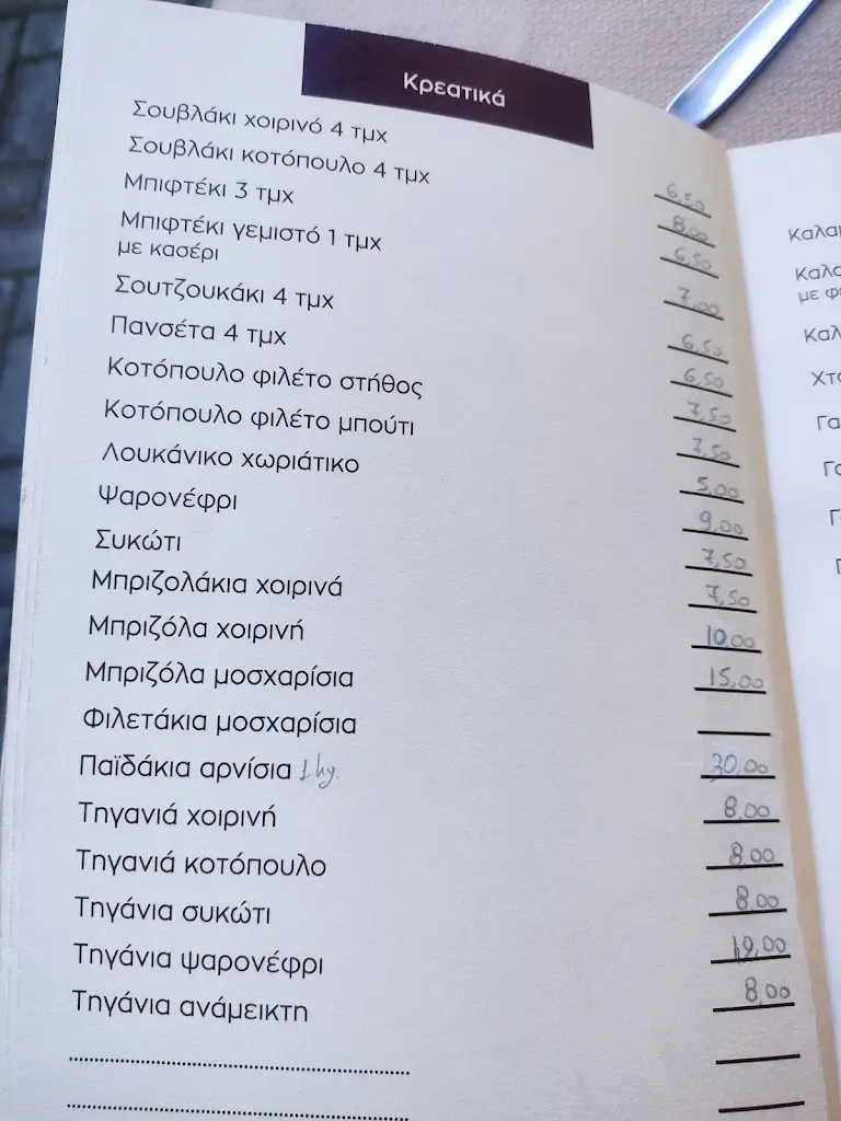 Menü_Ταβέρνα Ουζερί Πλατεία_Diavatá_Bild_1