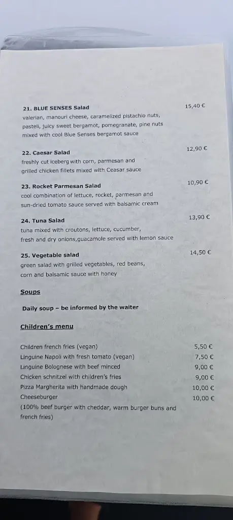 Menü_Blue Senses Beach Restaurant Bar_Galátista_Bild_2