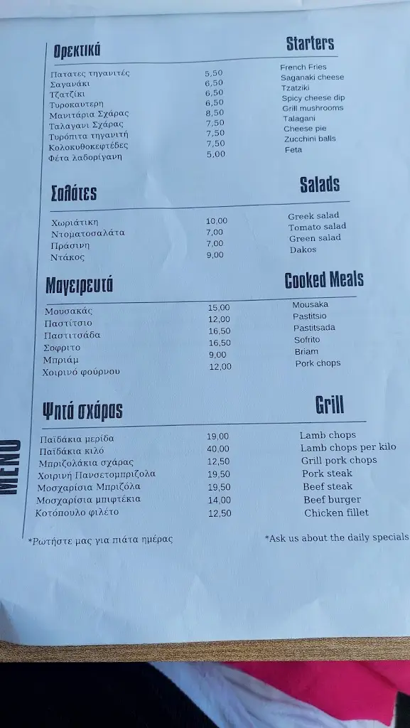 Menü_Chris Place_Koryfí_Bild_2