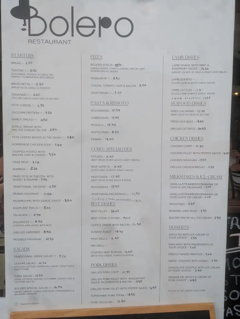 Menü_Bolero Restaurant_Kouloúra_Bild_1