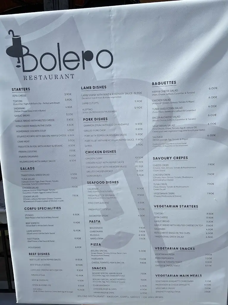 Menü_Bolero Restaurant_Kouloúra_Bild_4