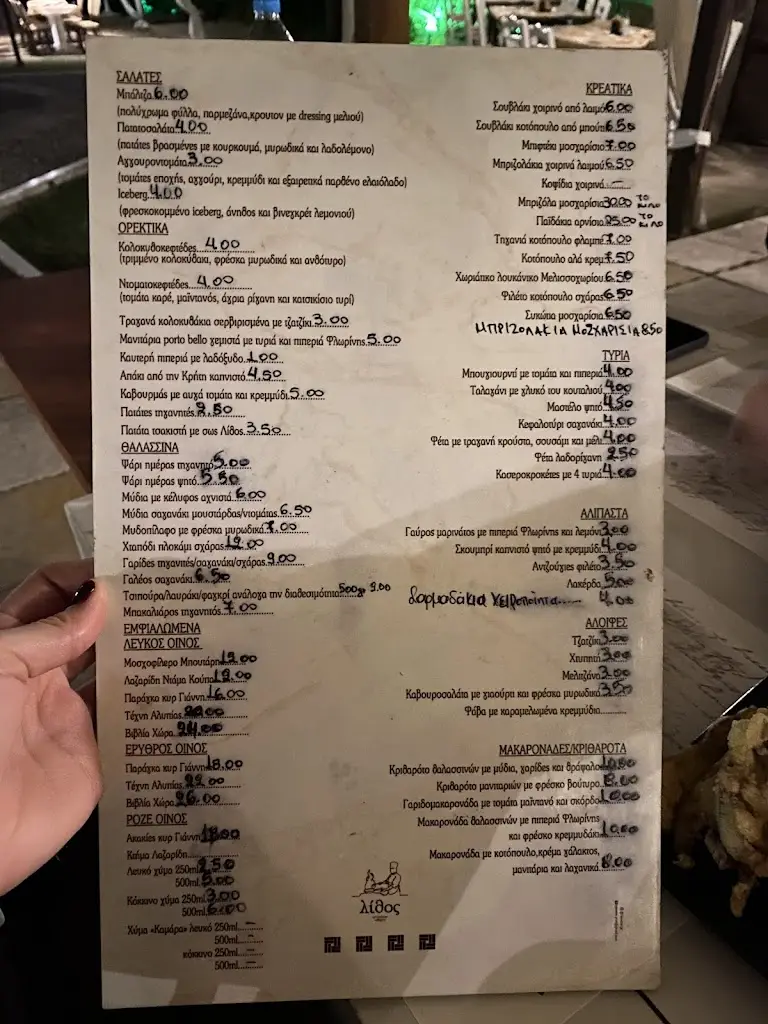 Menü_Εστιατόριο Λίθος_Melissochóri_Bild_1