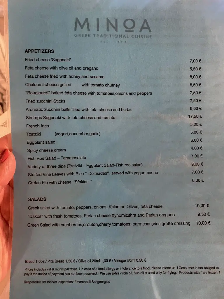 Menü_Minoa Restaurant_Náousa_Bild_2