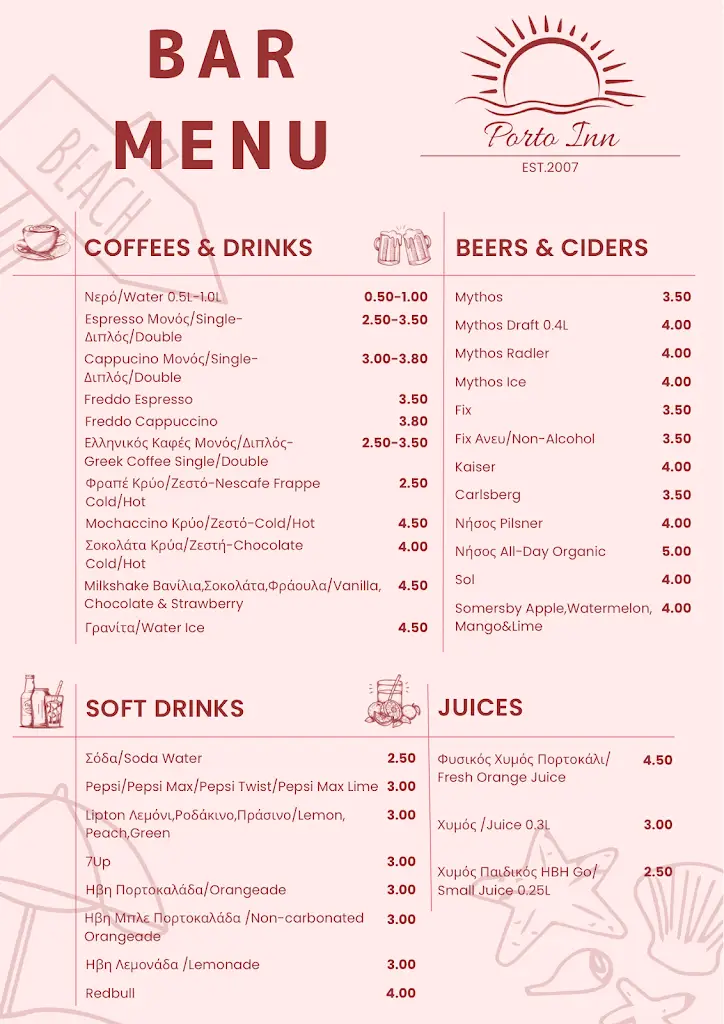 Menu_Porto Inn Restaurant - Bar_Néa Potídhaia_image_3