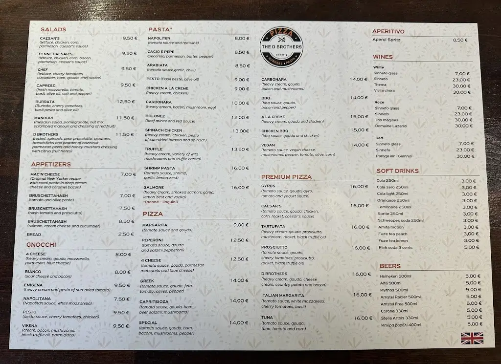 Menü_THE D BROTHERS PIZZA / KALLIKRATEIA_Néa Kallikráteia_Bild_1