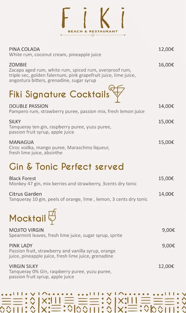 Menü_Fiki Beach Bar & Restaurant_Pefkochóri_Bild_1