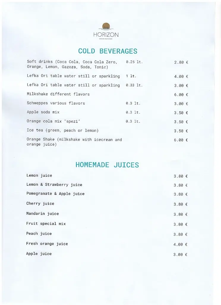 Menü_Horizon Seaview Restaurant_Geráni_Bild_1
