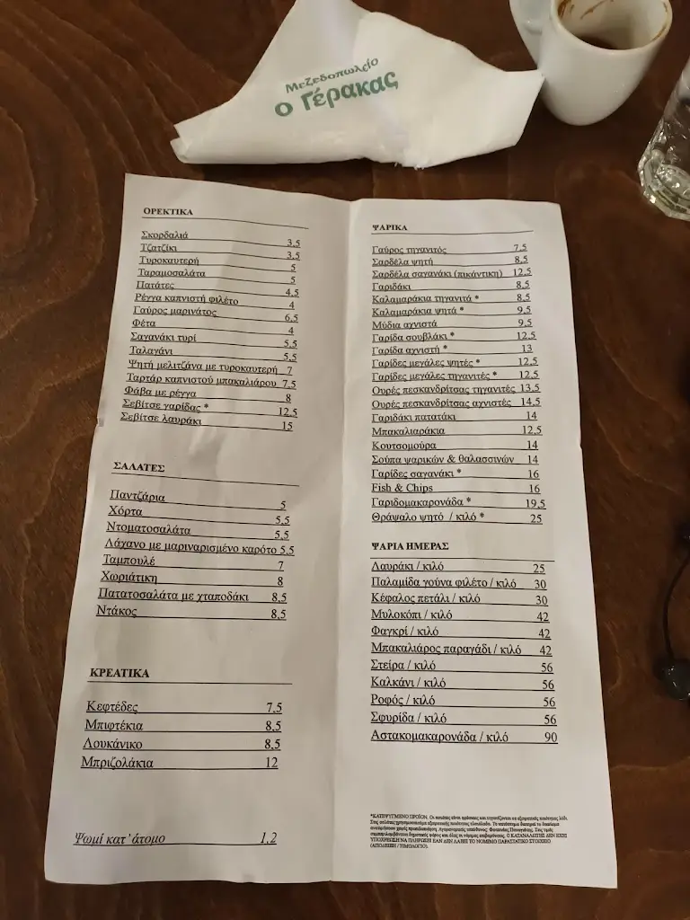Menu_Μεζεδοπωλείο Γέρακας_Gérakas_image_1