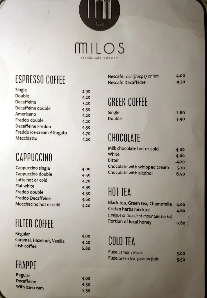 Menü_MILOS seaside cafe restaurant_Kolympári_Bild_2