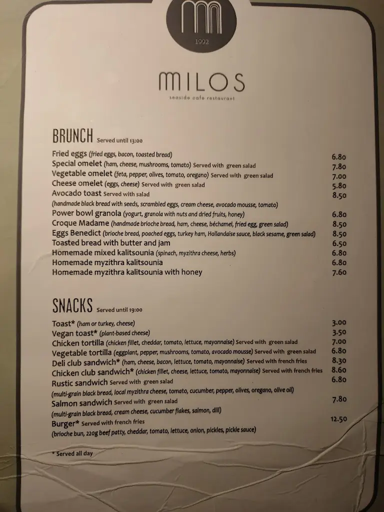 Menü_MILOS seaside cafe restaurant_Kolympári_Bild_4