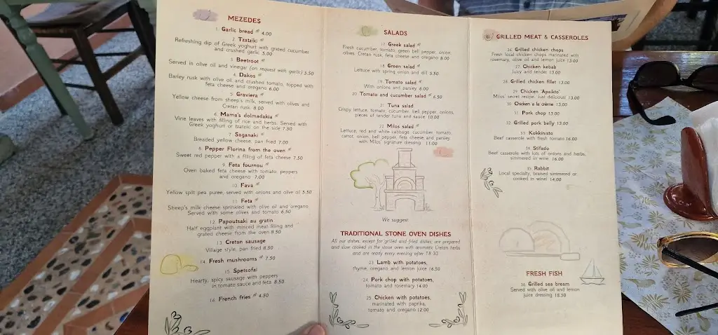 Menü_Milos Taverna_Mália_Bild_1