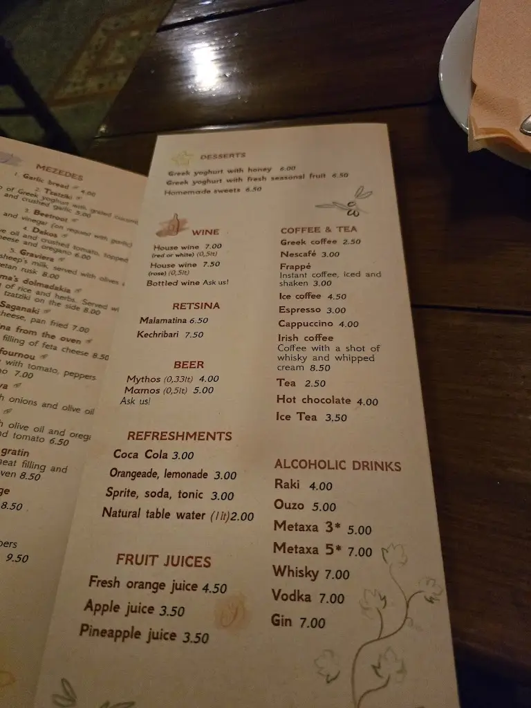 Menü_Milos Taverna_Mália_Bild_2