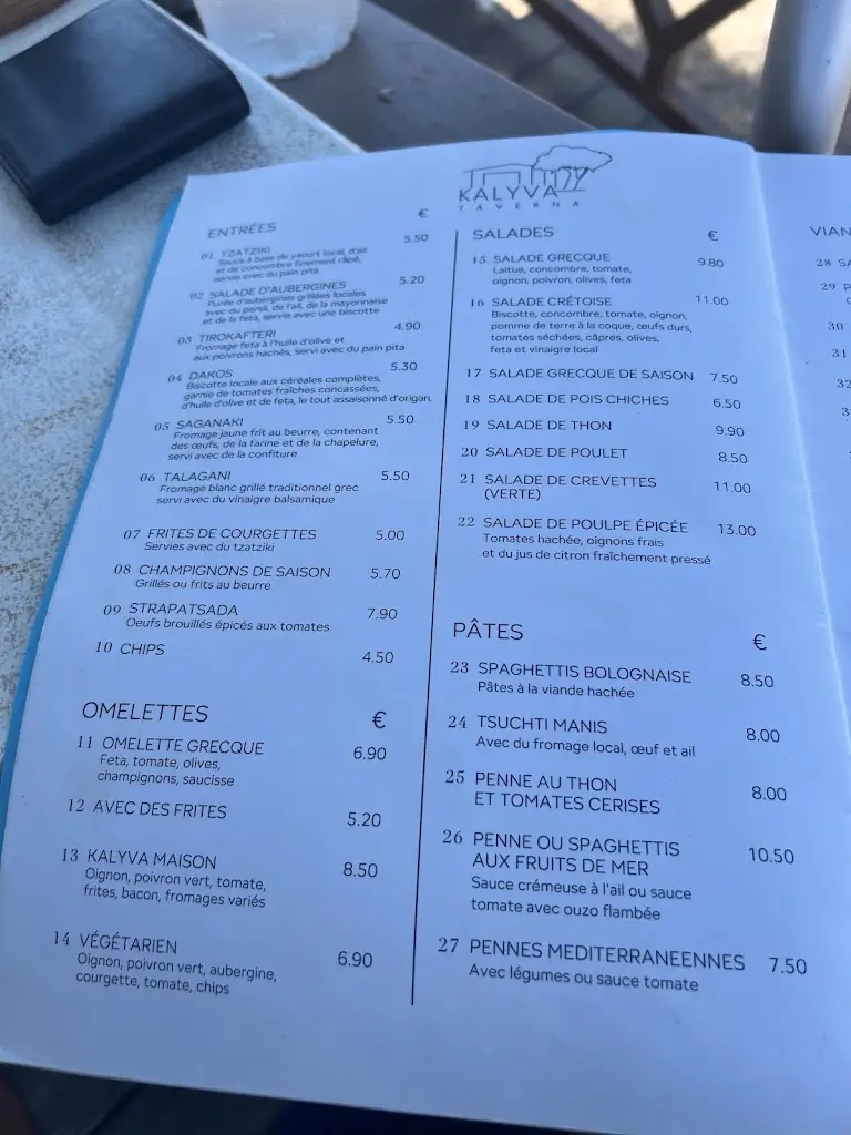 Menü_Taverna Kalyva_Mália_Bild_1