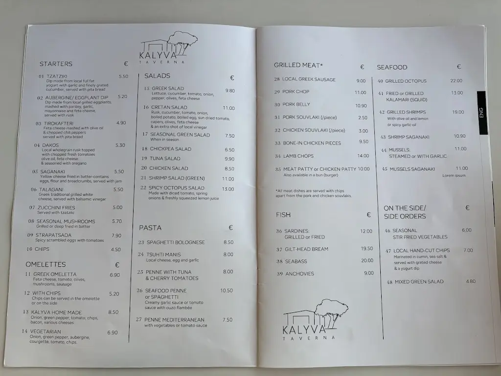 Menü_Taverna Kalyva_Mália_Bild_2