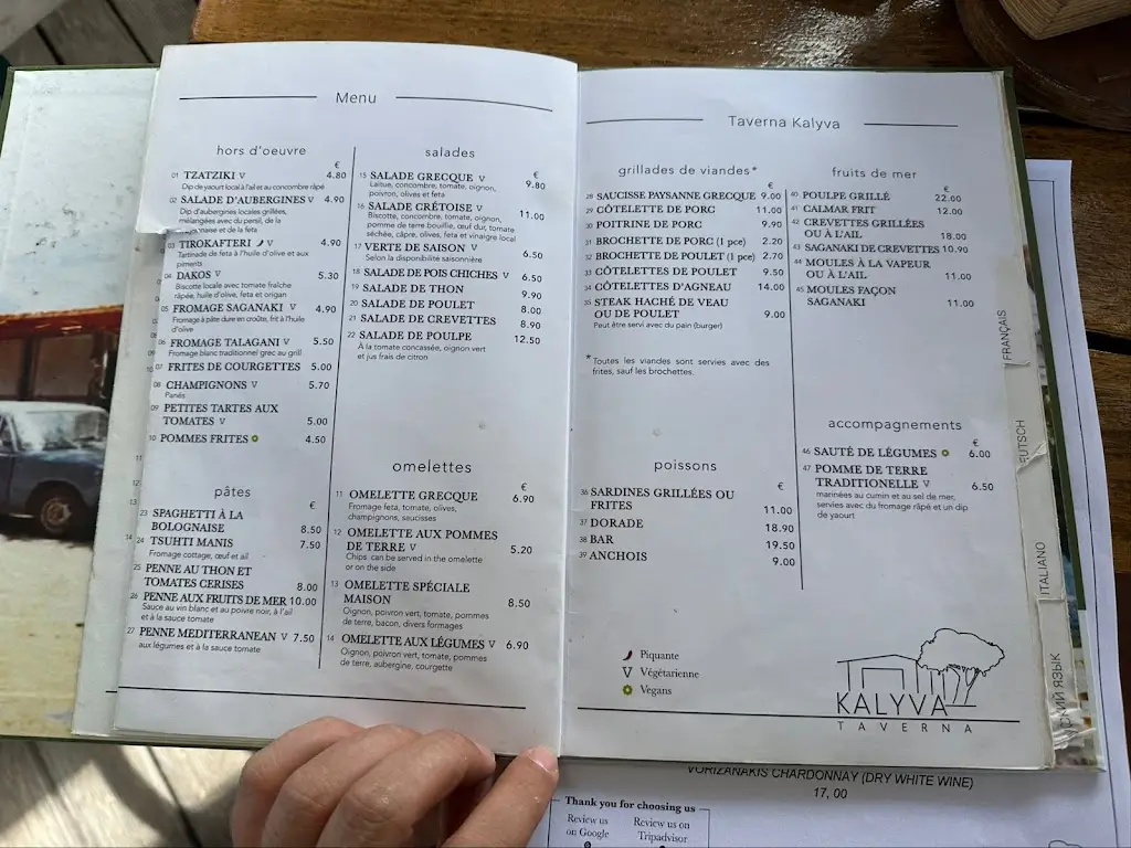 Menü_Taverna Kalyva_Mália_Bild_4