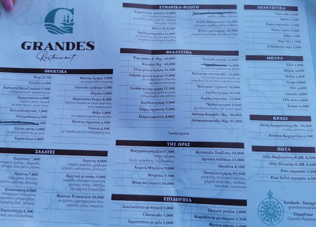 Menü_Grandes Seaside restaurant_Palekastro_Bild_2