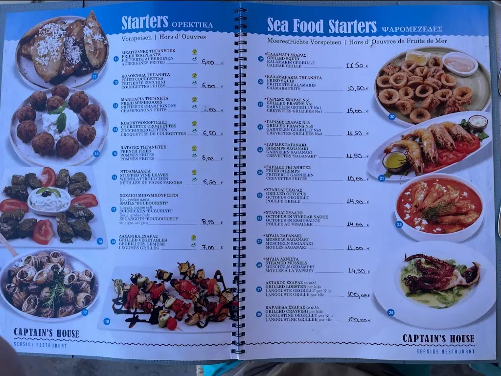 Menü_Captains House Seaside Restaurant_Pánormos_Bild_1