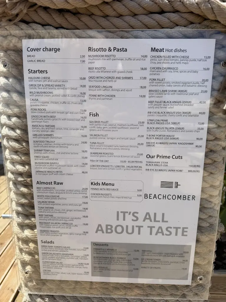 Menü_Beachcomber Bar Restaurant Stalis_Stalís_Bild_4