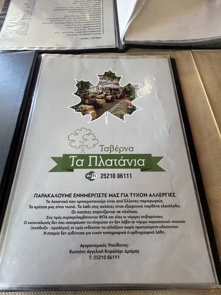 Menu_The tavern Platania_Kalampáki_image_1