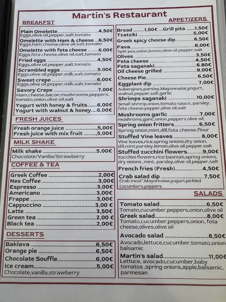 Menü_Martin's Restaurant_Lesbos_Bild_4