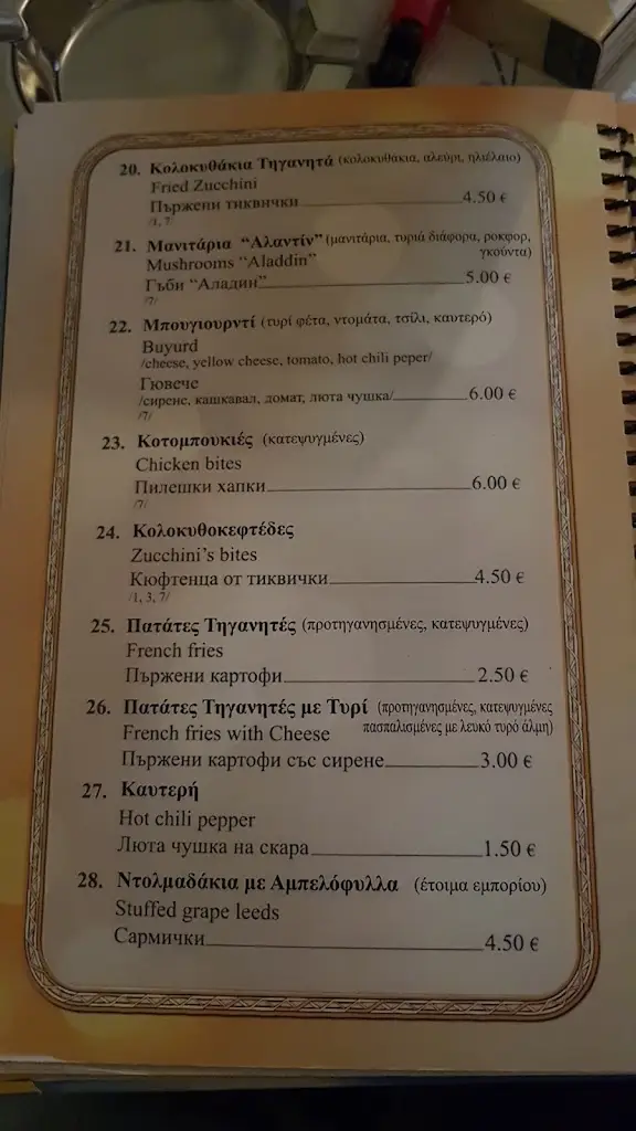 Menü_Restaurant/cafe Aladdin_Néa Iraklítsa_Bild_1
