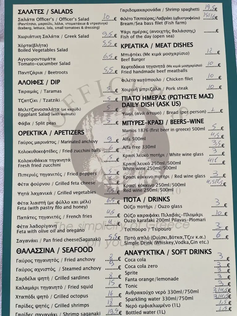 Menu_Officer's Restaurant Cafe_Platariá_image_1