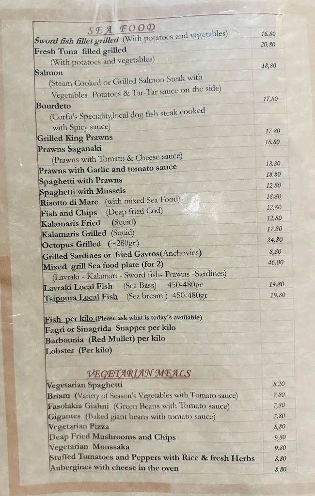 Menü_The Pumphouse_Acharávi_Bild_1