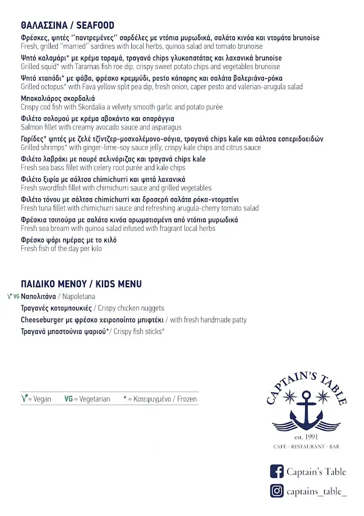Menü_Captain's Table_Argostólion_Bild_4