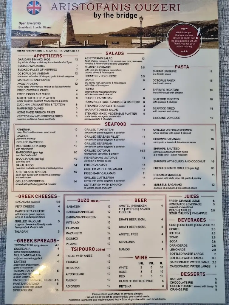 Menü_Aristofanis Restaurant_Argostólion_Bild_1
