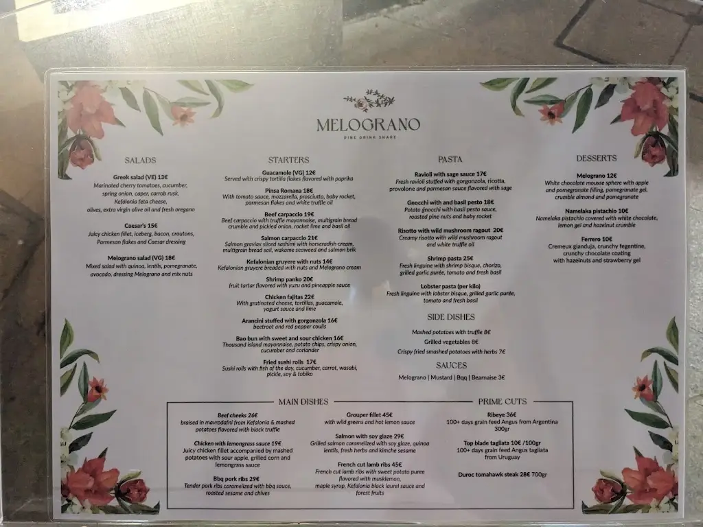 Menü_Melograno Restaurant_Argostólion_Bild_3