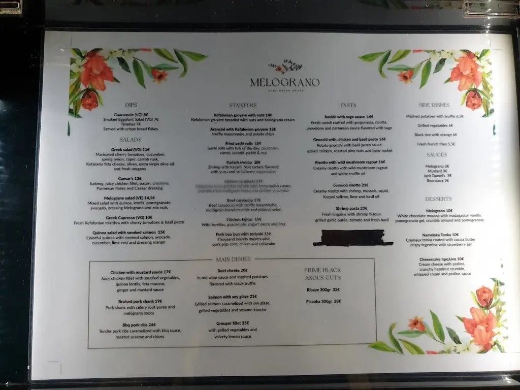 Menü_Melograno Restaurant_Argostólion_Bild_4