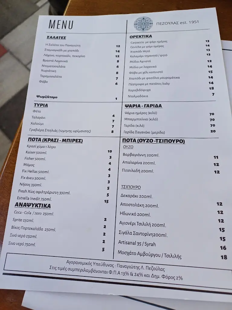 Menu_Pezoulas (est.1951)_Kallithéa_immagine_2