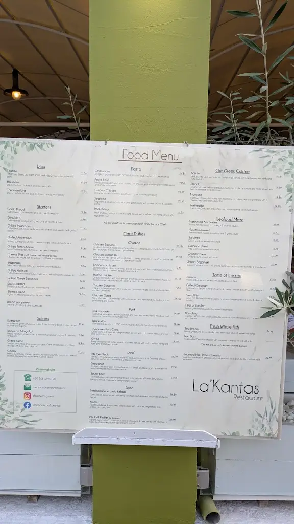Menü_La'Kantas Restaurant & Taverna_Kontokáli_Bild_1