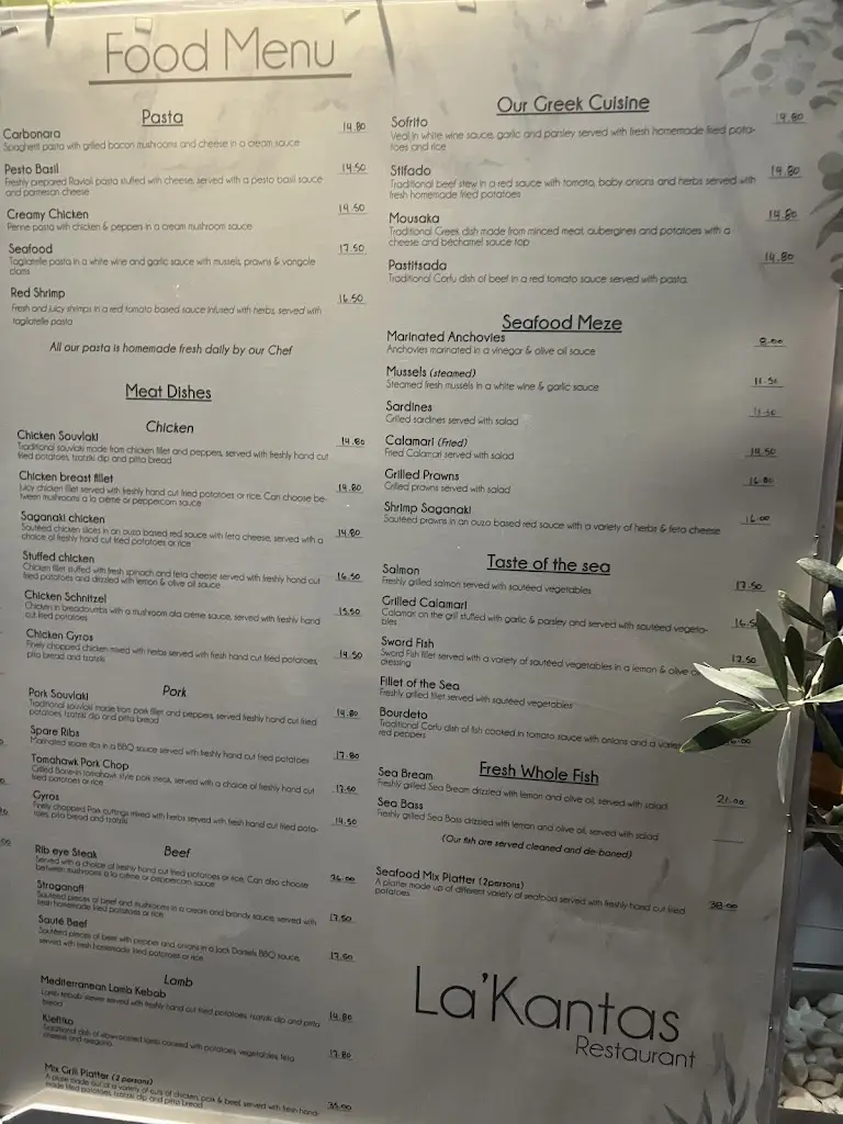 Menü_La'Kantas Restaurant & Taverna_Kontokáli_Bild_2