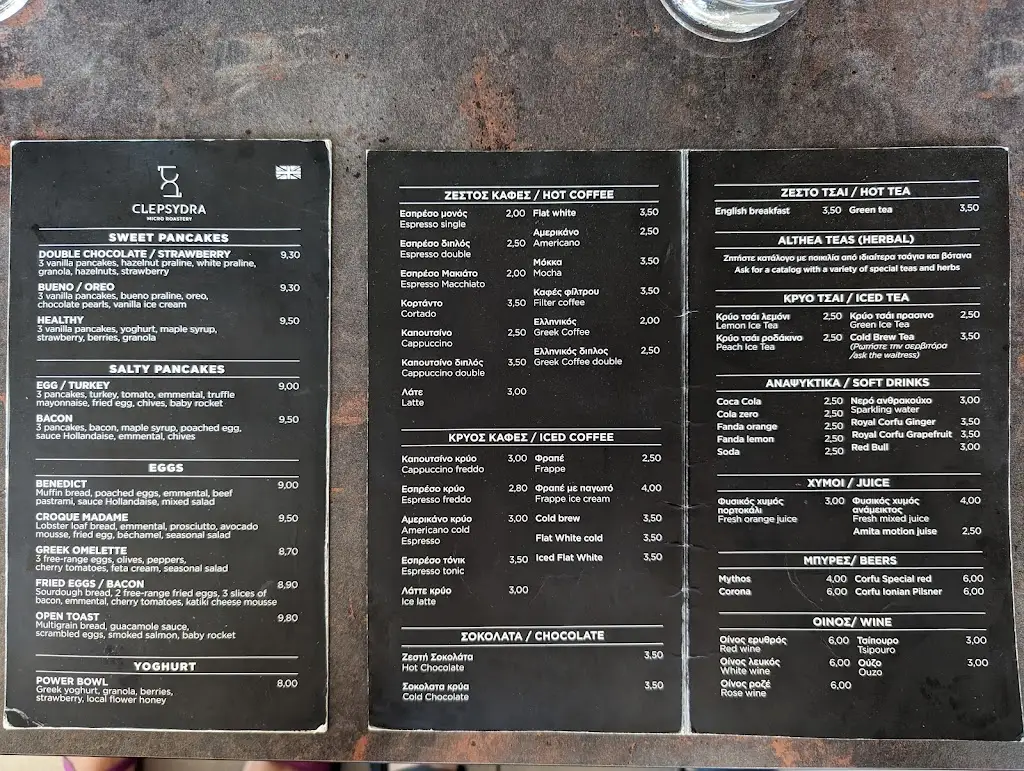 Menü_Clepsydra Microroastery_Lefkímmi_Bild_2