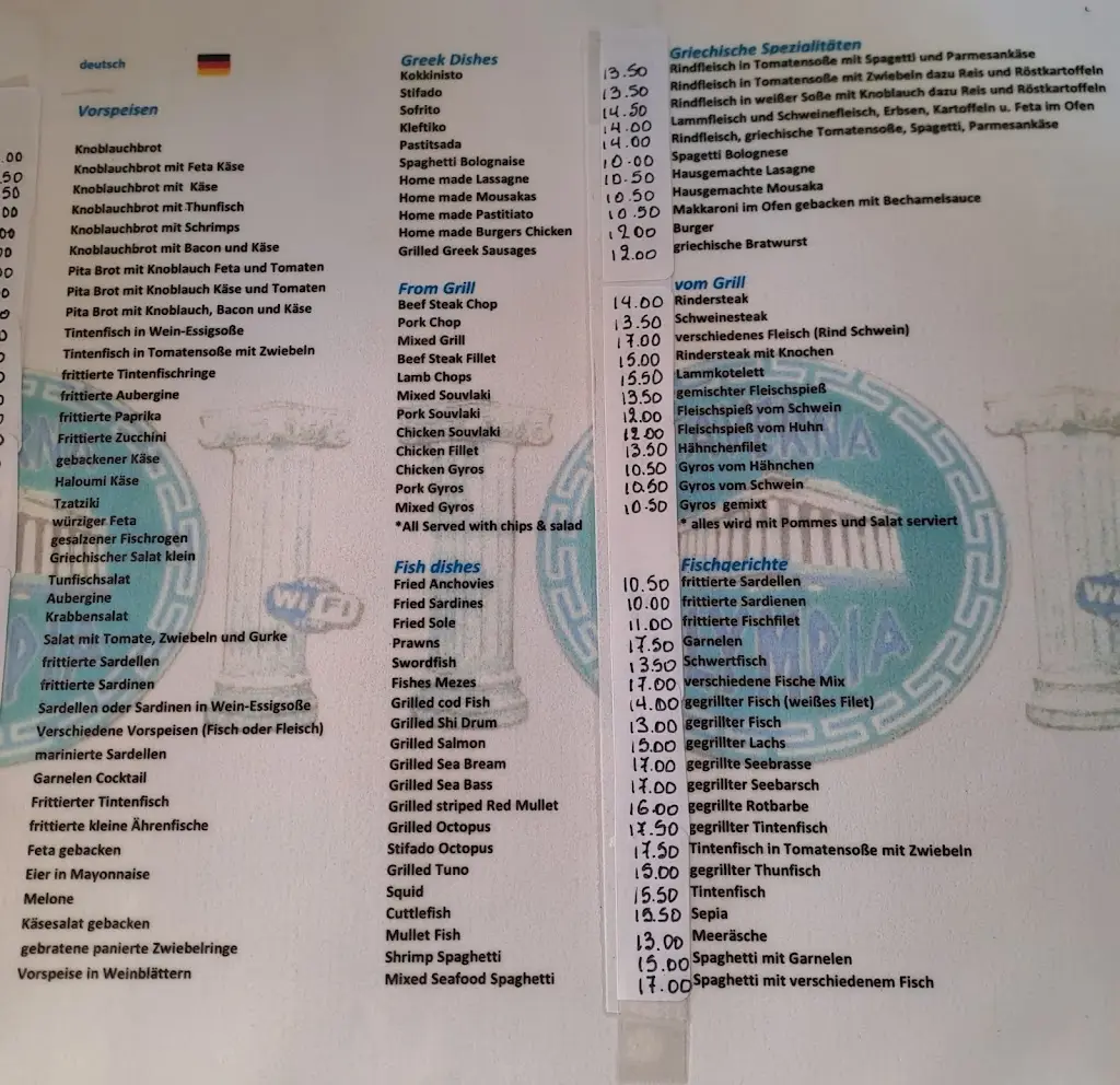 Menü_Olympia Restaurant_Lefkímmi_Bild_1